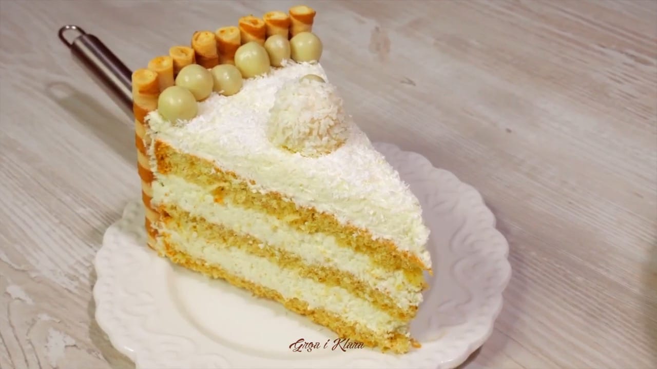 Raffaello Torte (Coconut and Almond Torte) - Little Sugar Snaps