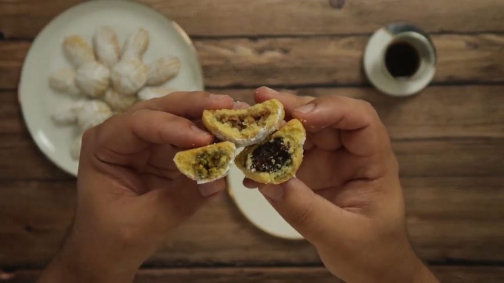 Homemade Traditional Maamoul Date and Nut Stuffed Arab cookies